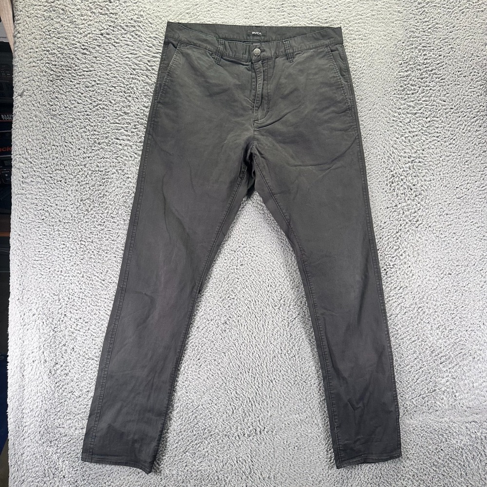 RVCA Daggers Pant Mens 34x33 Black Cotton Chino Straight Preppy Office Stretch